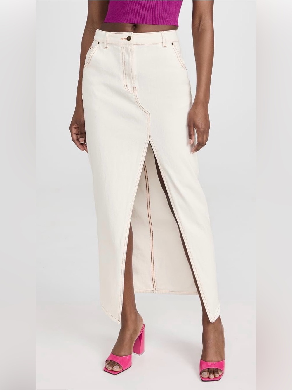 Lioness Barbie Split Midi Skirt in Porcelain Size XS